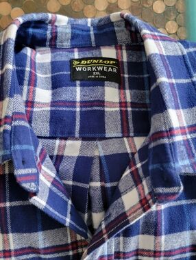 Dunlop Workwear  Men's Heavy Duty Blue Plaid Flannel Shirt